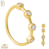 14-CT34C - 14k Solid Gold Four Zircon in Bezel Setting Hoop Piercing image 0