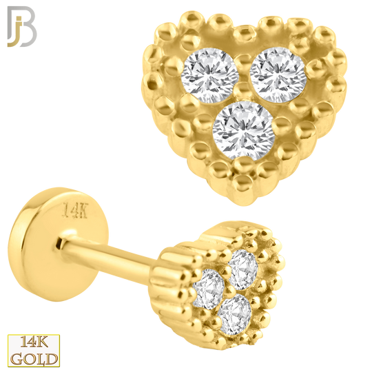 14-LB18Y - 14k Yellow Gold Labret Heart Design with Zircon image 0