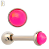 TB120SP - 316L Stainless Steel Opal Pink Bezel Tragus/Cartilage Barbell (Pack of 6) image 1