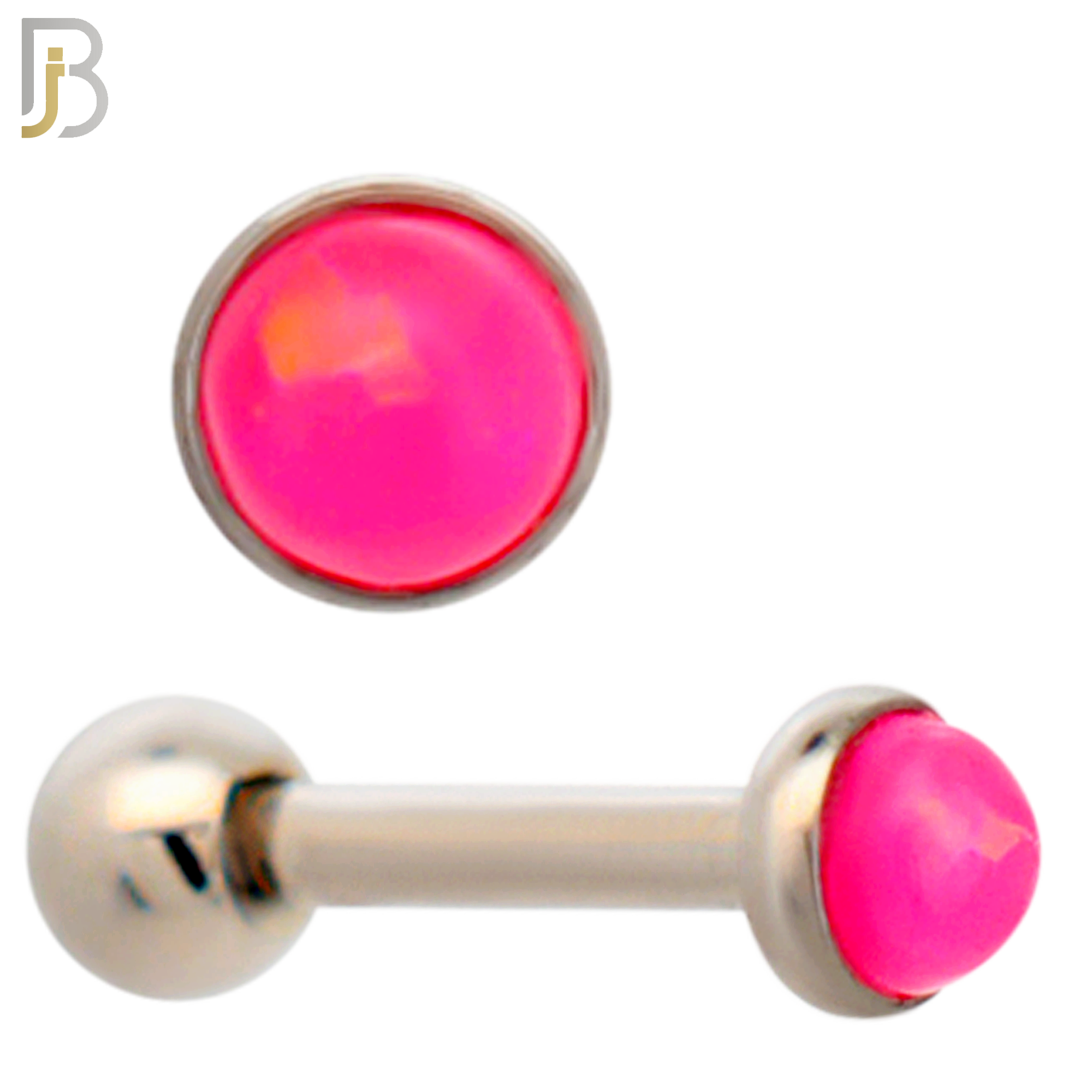 TB120SP - 316L Stainless Steel Opal Pink Bezel Tragus/Cartilage Barbell (Pack of 6) image 1
