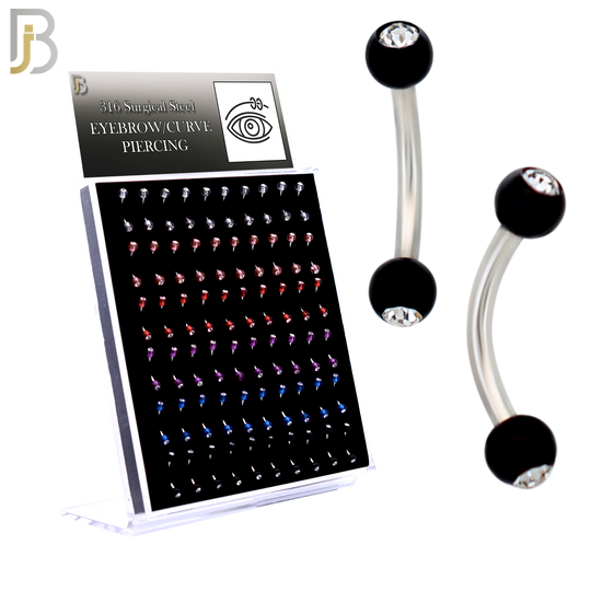 PK-EC07ST - 316L Surgical Steel Curved Barbell External Threaded Acrylic Ball with CZ image 0