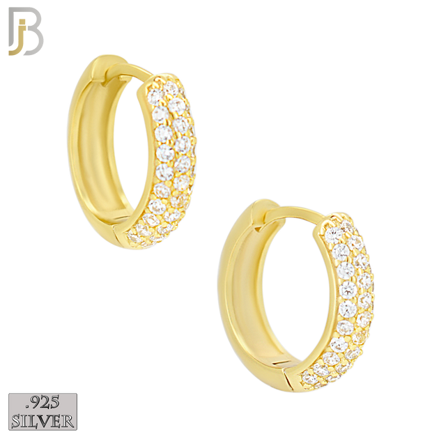 ES483 - 925 Sterling Silver 3 Rows CZ Studded Huggies Earrings image 3