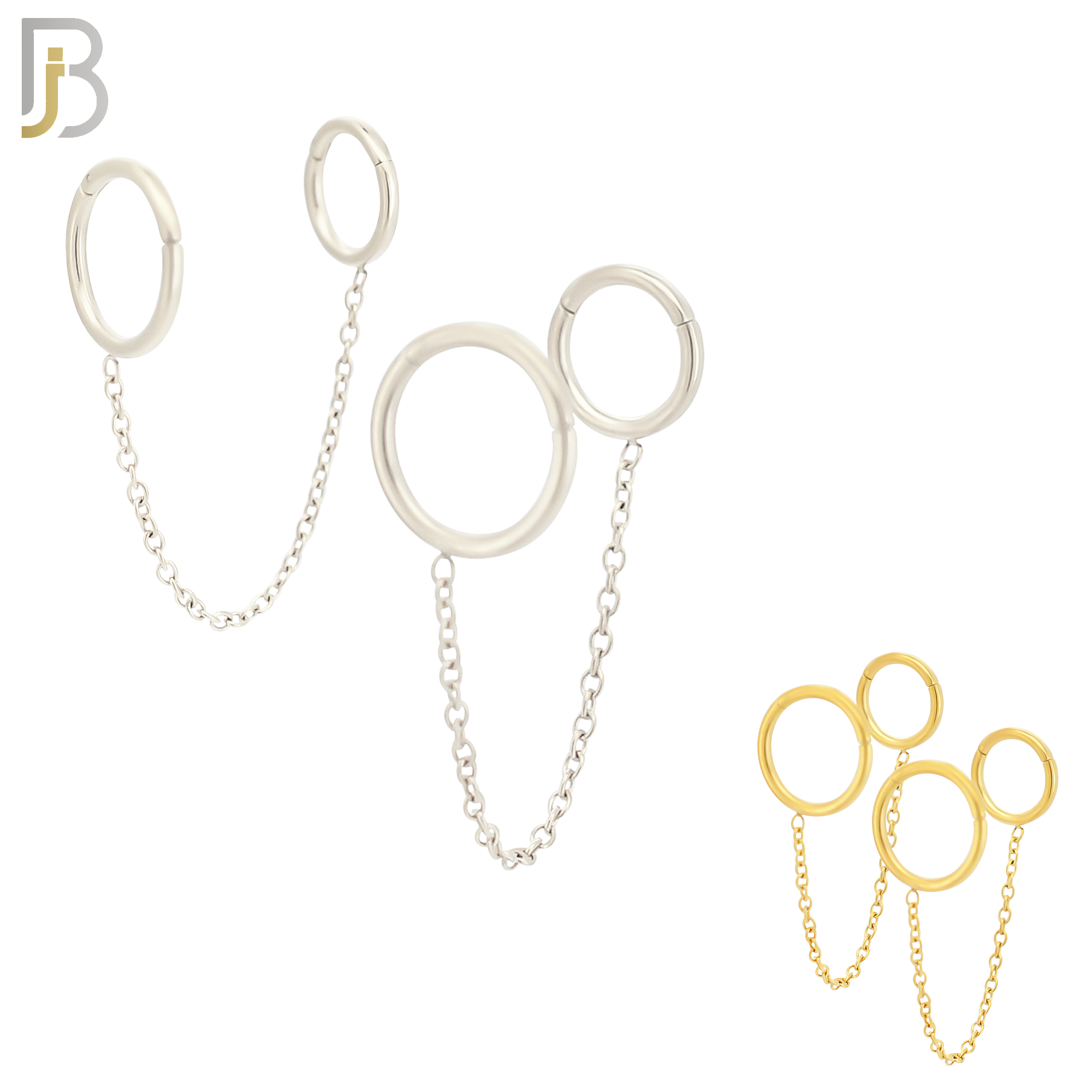 ES293 - 316L Stainless Steel Connector Chain Hoop Earrings image 0