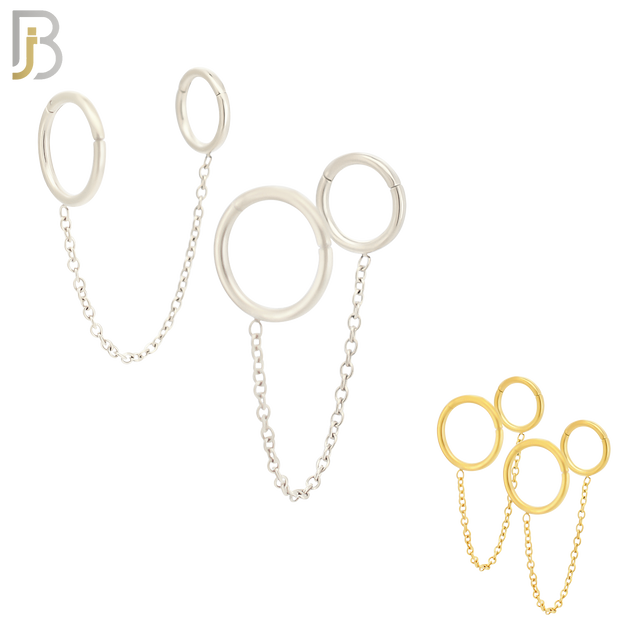 ES293 - 316L Stainless Steel Connector Chain Hoop Earrings image 0