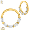 14-CT58 - 14K Solid Gold Hinged Hoops with Baguette Zircon image 0