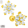 925-ES151 - Screw Ball Back - .925 Sterling Silver Starburst Design with Zircon Design Earring Stud image 2