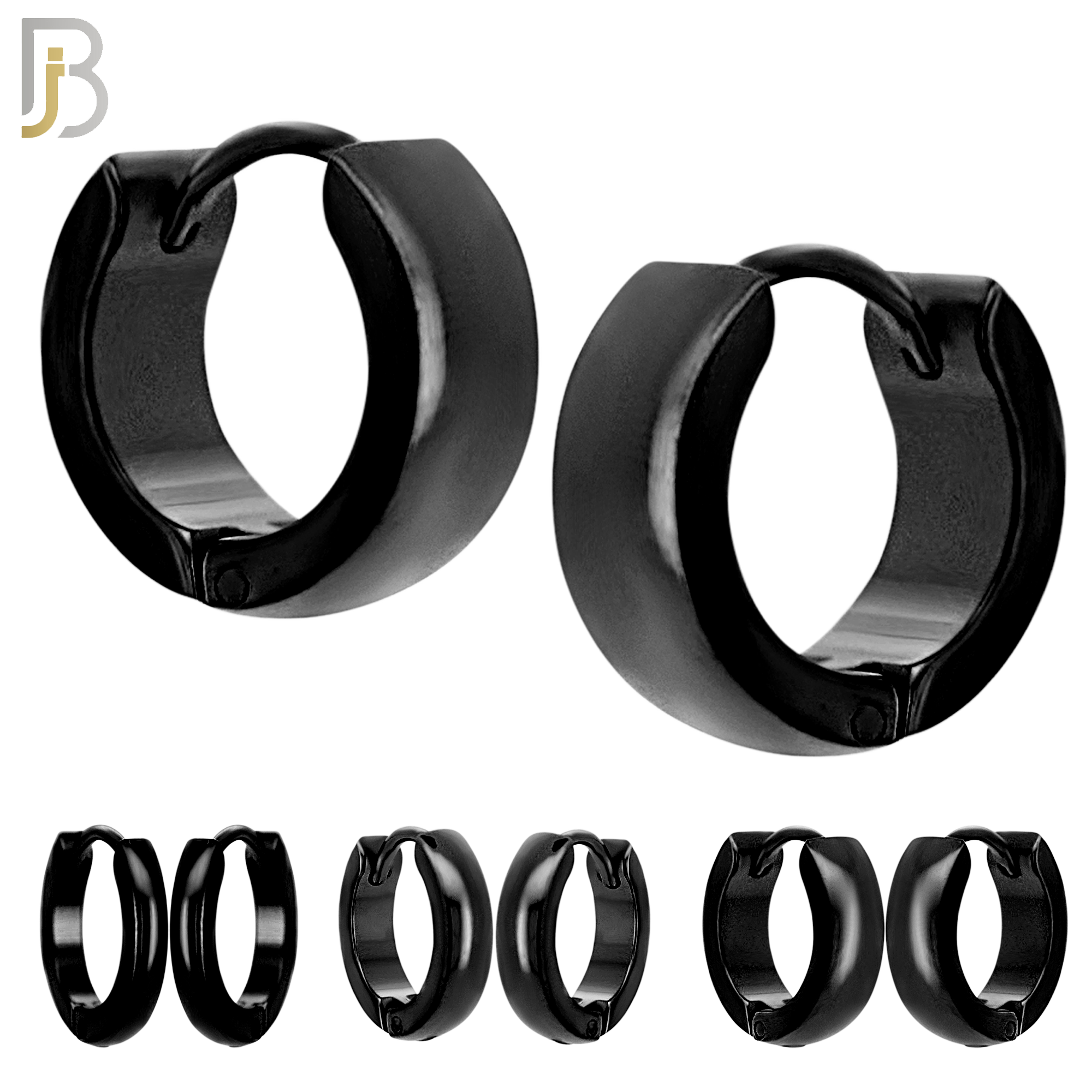 ES01K - 316L Stainless Steel Black Plated Plain Curve Design Huggies image 0