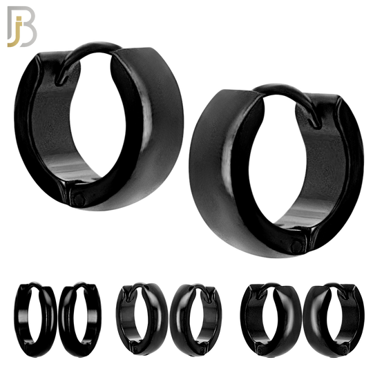 ES01K - 316L Stainless Steel Black Plated Plain Curve Design Huggies image 0