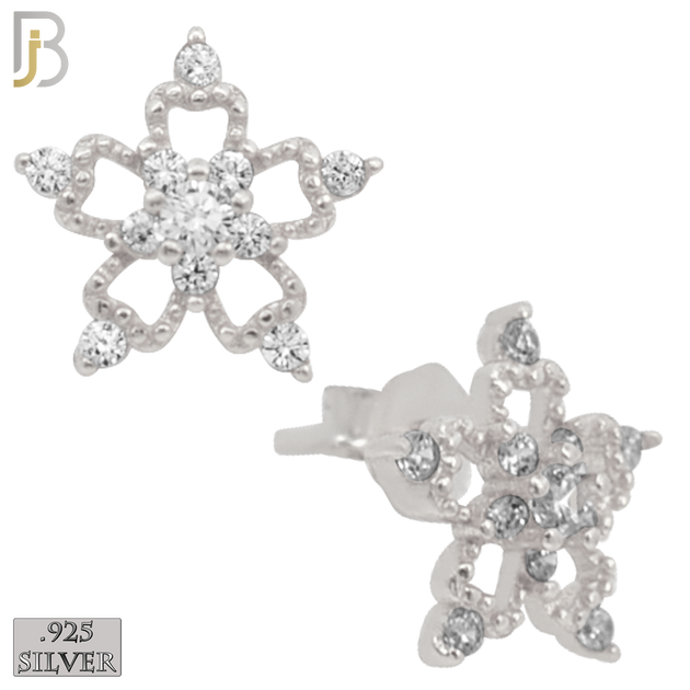 925-ES26 - .925 Sterling Silver Star with Zircon Earrings Stud image 1