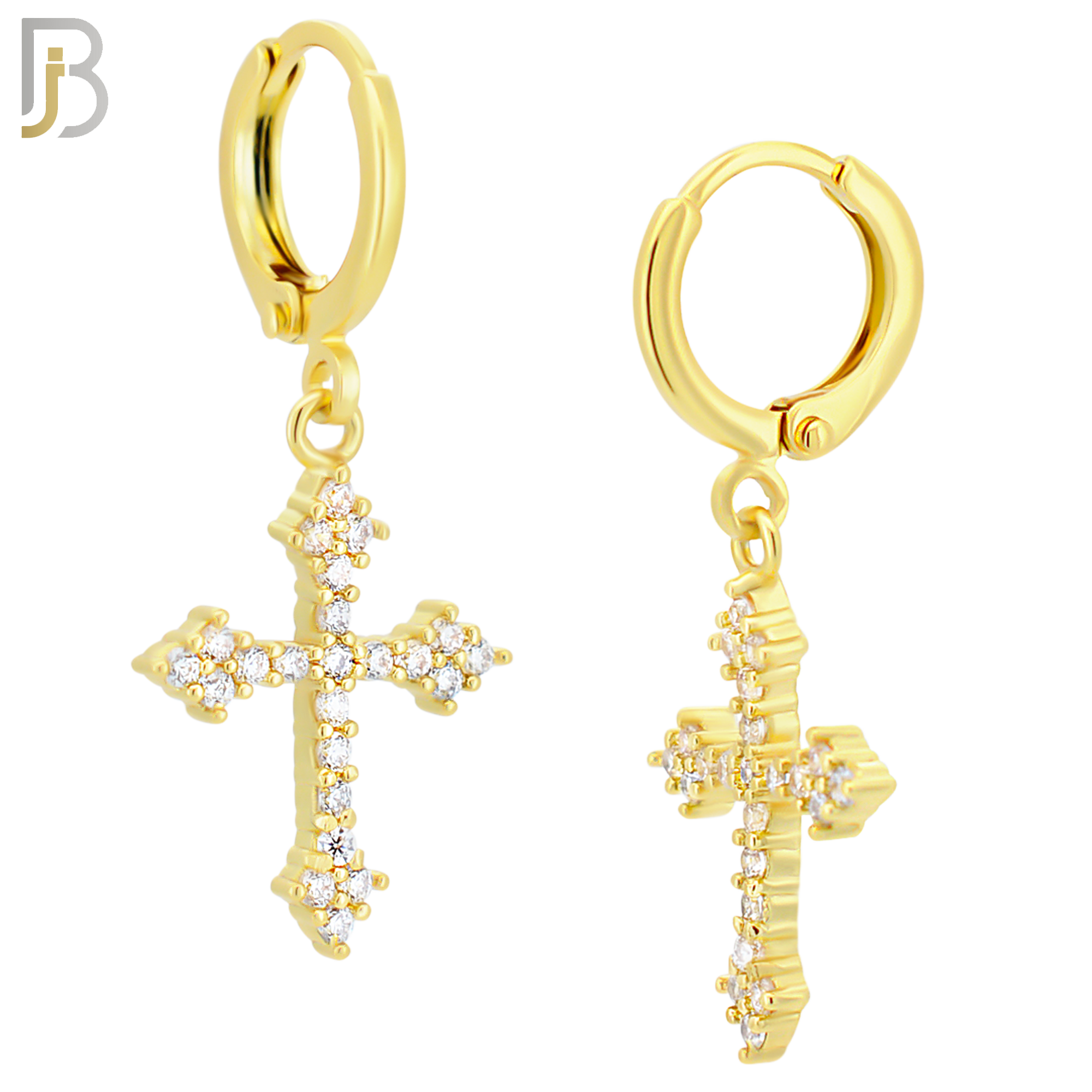 ES51 - 316L Stainless Steel Dangling Cross Zircon Design Huggies Clip On image 3