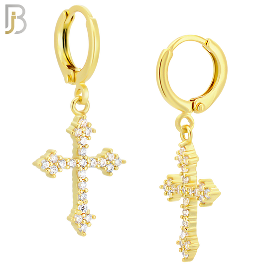 ES51 - 316L Stainless Steel Dangling Cross Zircon Design Huggies Clip On image 3