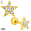 925-ES419 - Screw Ball Back - 925 Sterling Silver 5mm Star with Multi CZ Stud Earrings image 1