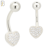 NB96 - 316L Stainless Steel Heart with Multi CZ Banana Belly Ring image 1