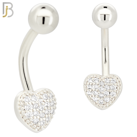 NB96 - 316L Stainless Steel Heart with Multi CZ Banana Belly Ring image 1