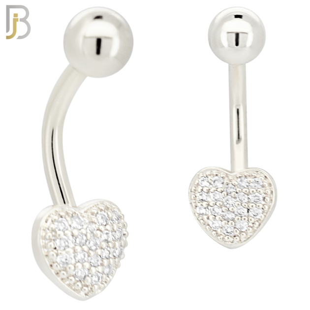 NB96 - 316L Stainless Steel Heart with Multi CZ Banana Belly Ring image 1