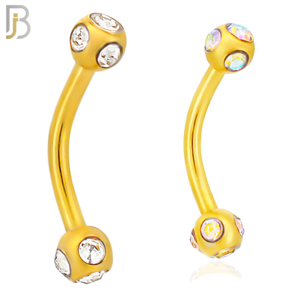 EC06G - 316L Surgical Steel Gold Plated Curved Disco Ball Cubic Zirconia External Threaded (PACK OF 6) image 0