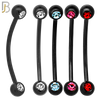 PK-EC11MA16 - 316L Surgical Steel Snake Bar Curved Barbell External Threaded Ball with Assorted Color CZ (Pack of 40) image 2