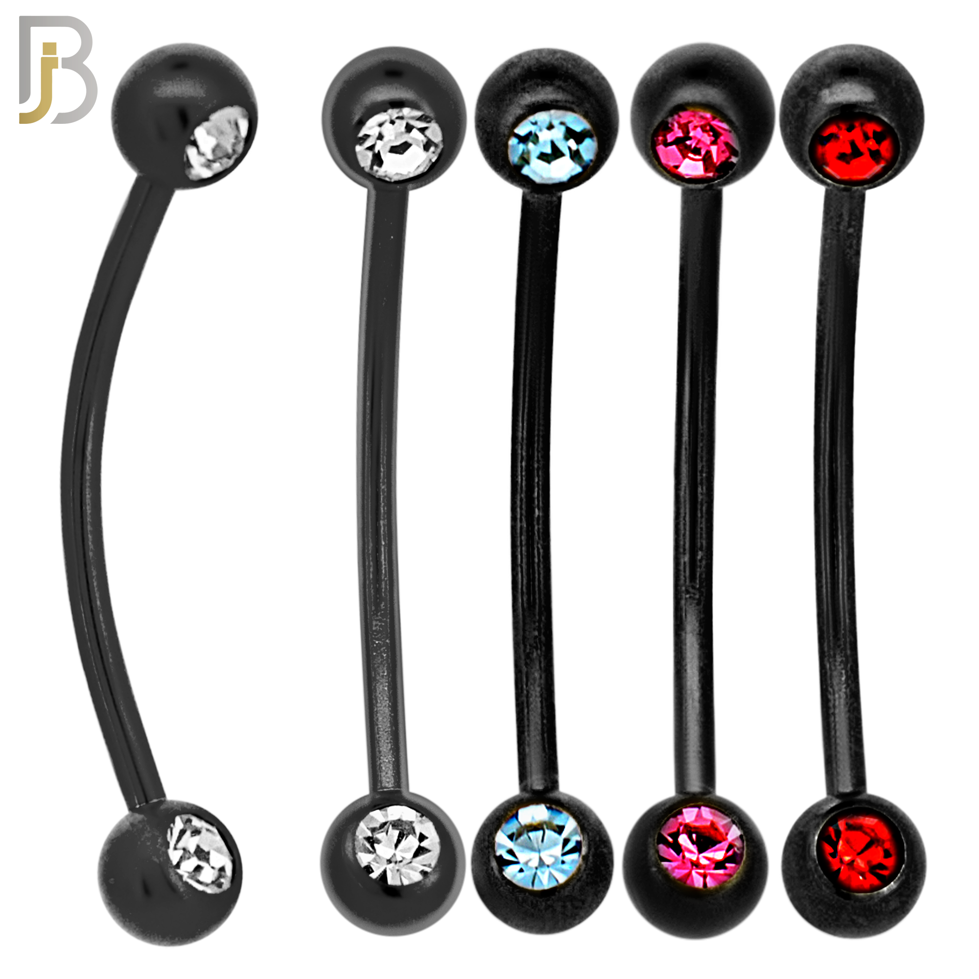 PK-EC11MA16 - 316L Surgical Steel Snake Bar Curved Barbell External Threaded Ball with Assorted Color CZ (Pack of 40) image 2