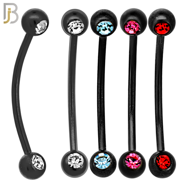 PK-EC11MA16 - 316L Surgical Steel Snake Bar Curved Barbell External Threaded Ball with Assorted Color CZ (Pack of 40) image 2