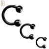 HS05K - 316L Surgical Steel Black Plated Horseshoe with Double Gem Screw Ball External Threaded (PACK OF 6) image 0