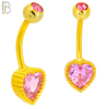 NB93 - 316L Stainless Steel Heart  Design CZ Banana Belly Ring and 5mm Screw Top image 2