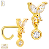 14-NR111C- 14k Yellow Gold Butterfly with Dangling Round CZ in Bezel Setting Nose Screw image 0