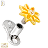 14-G23-DM22 - 14k Titanium Anchor and 14k Gold Top Flower Dermal - Internally Threaded image 1