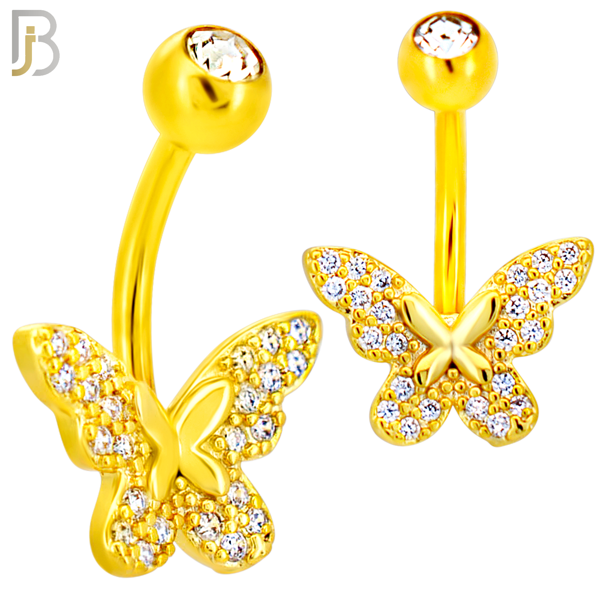 NB112 - 316L Surgical Steel Butterfly CZ studded Belly Ring image 2