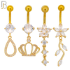 PK-N007 - 316L Surgical Steel Different Designs Dangle Belly Rings - Pack of 16 image 2