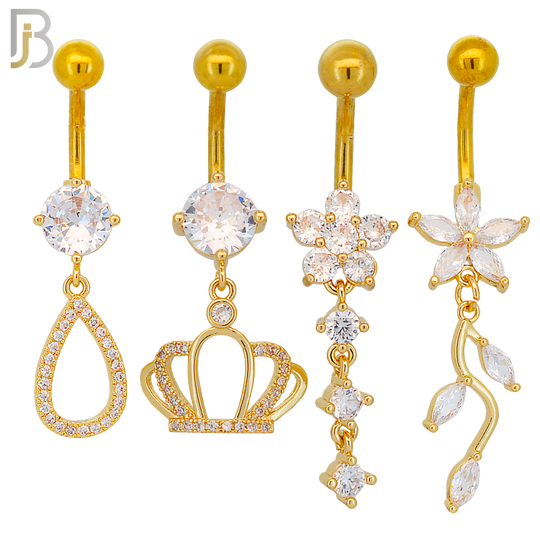 PK-N007 - 316L Surgical Steel Different Designs Dangle Belly Rings - Pack of 16 image 2