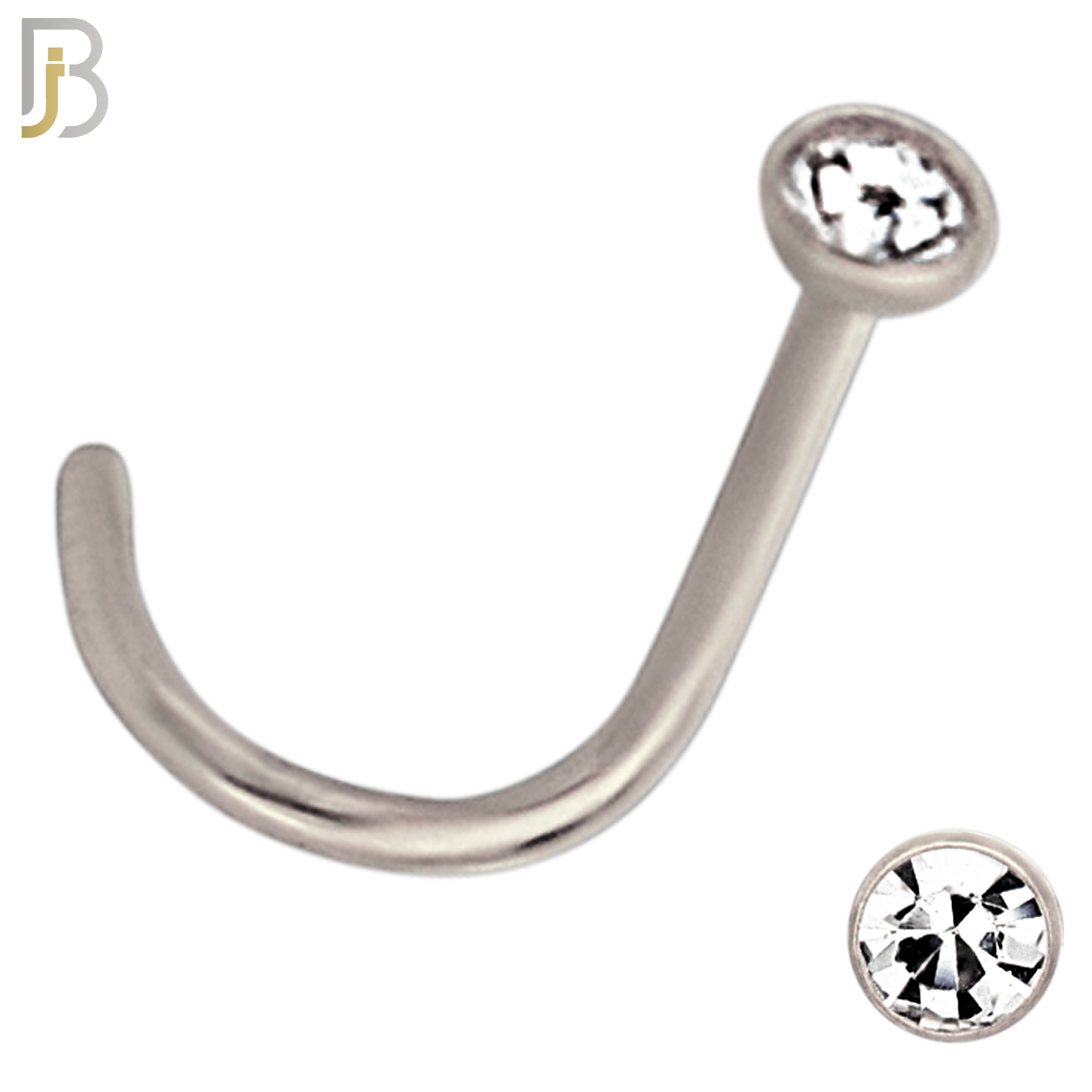 NR36CS - 316L Surgical Steel Nose Screw Bezel Setting Round Clear Zircon (PACK OF 6) image 3