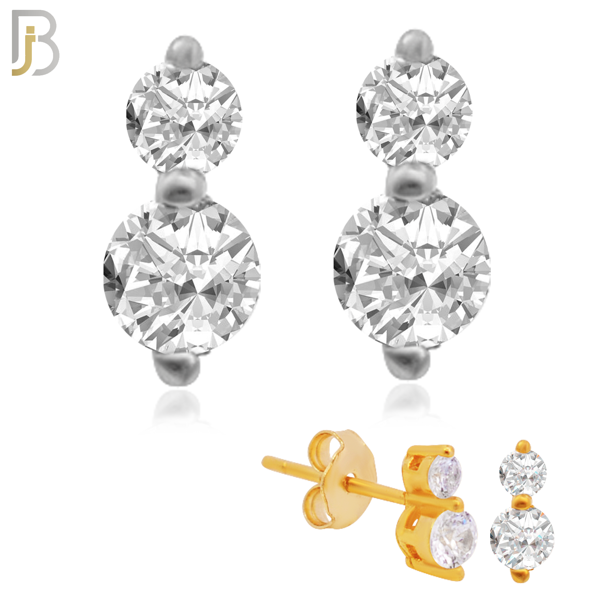 925-ES19 - .925 Sterling Silver Earring Double Prong Setting Clear Zircon image 0