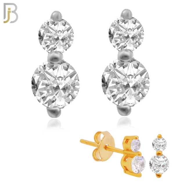 925-ES19 - .925 Sterling Silver Earring Double Prong Setting Clear Zircon image 0