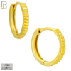 925-ES451 - 925 Sterling Silver Reeded Edge Huggies Hoop Earrings image 2