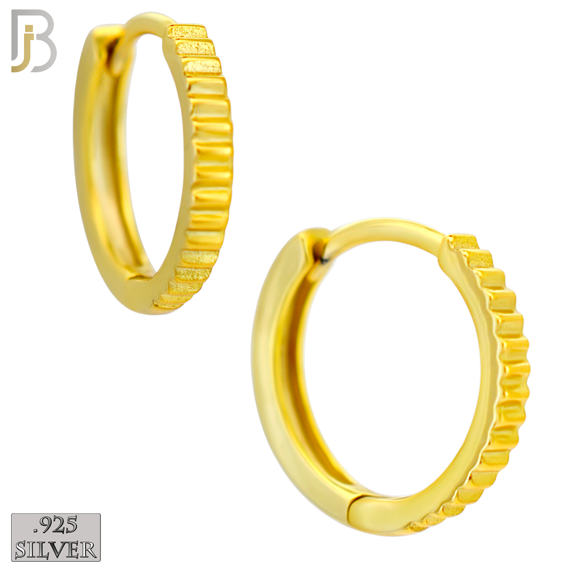 925-ES451 - 925 Sterling Silver Reeded Edge Huggies Hoop Earrings image 2