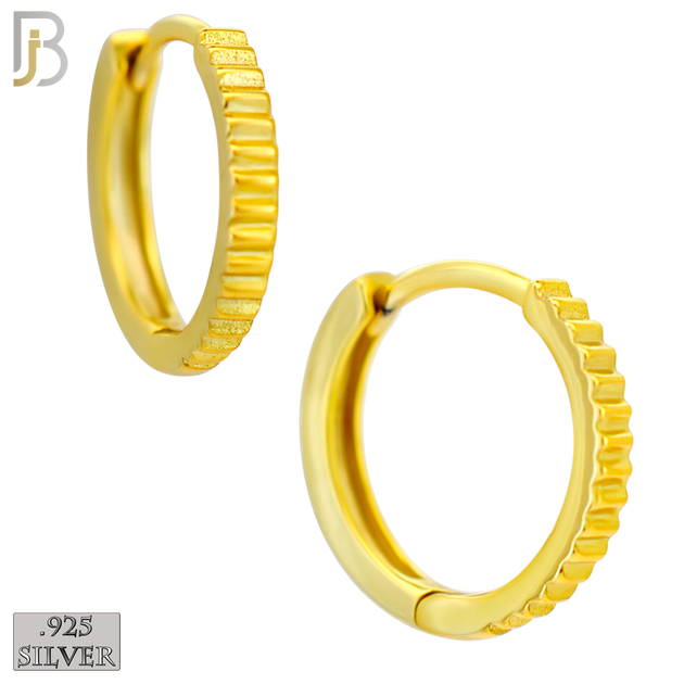 925-ES451 - 925 Sterling Silver Reeded Edge Huggies Hoop Earrings image 2