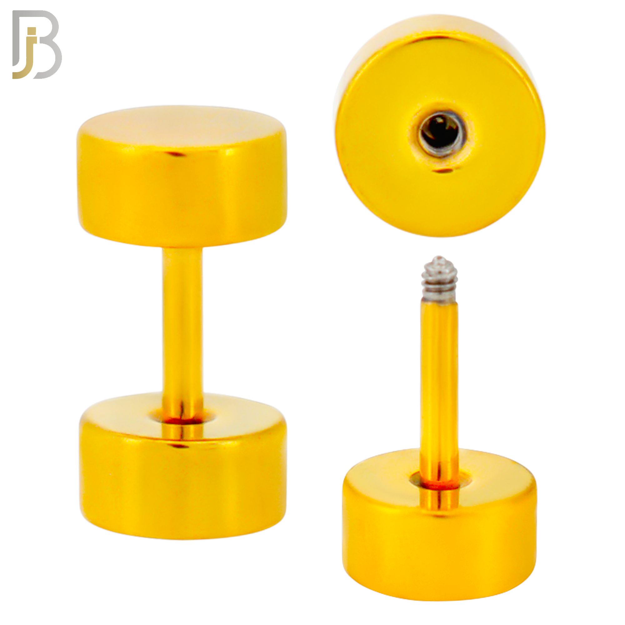 FP28G - Gold Plated Color Surgical Steel Plain Fake Plug (PACK OF 3 Pairs) image 1