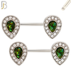 NP09 - 316L Surgical Steel Screw Teardrop Opal with Multi Zircon Nipple Ring Piercing image 2