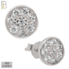 925-ES28 - .925 Sterling Silver 7mm Round Earrings Stud with Zircon image 1