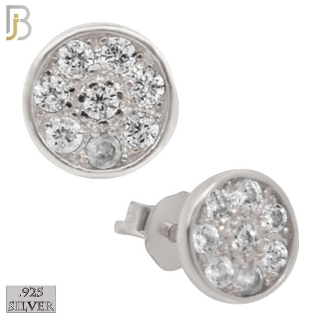 925-ES28 - .925 Sterling Silver 7mm Round Earrings Stud with Zircon image 1