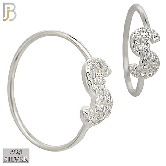 925-CT117-  925 Sterling Silver CZ Letter "S" Hoop with Multi CZ (Pack of 6) image 1