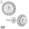 925-ES363 - .925 Sterling Silver Synthetic Pearl Center Stud Earrings image 1