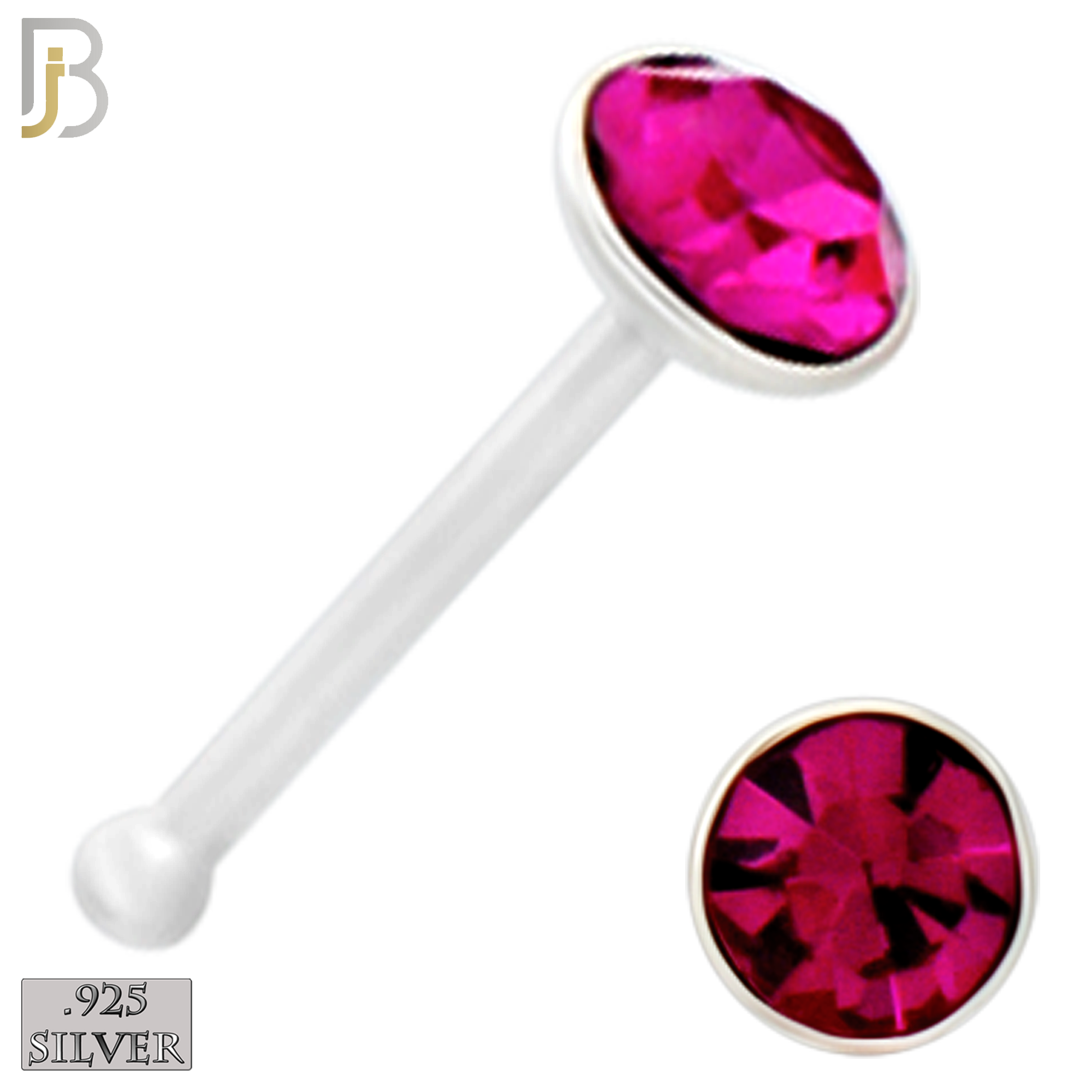 925-PK-NR04S-1A - 2.5mm Assorted CZ 22g Thickness 925 Sterling Silver Nose Bones Press Fit, Packages Pack of 120 image 5