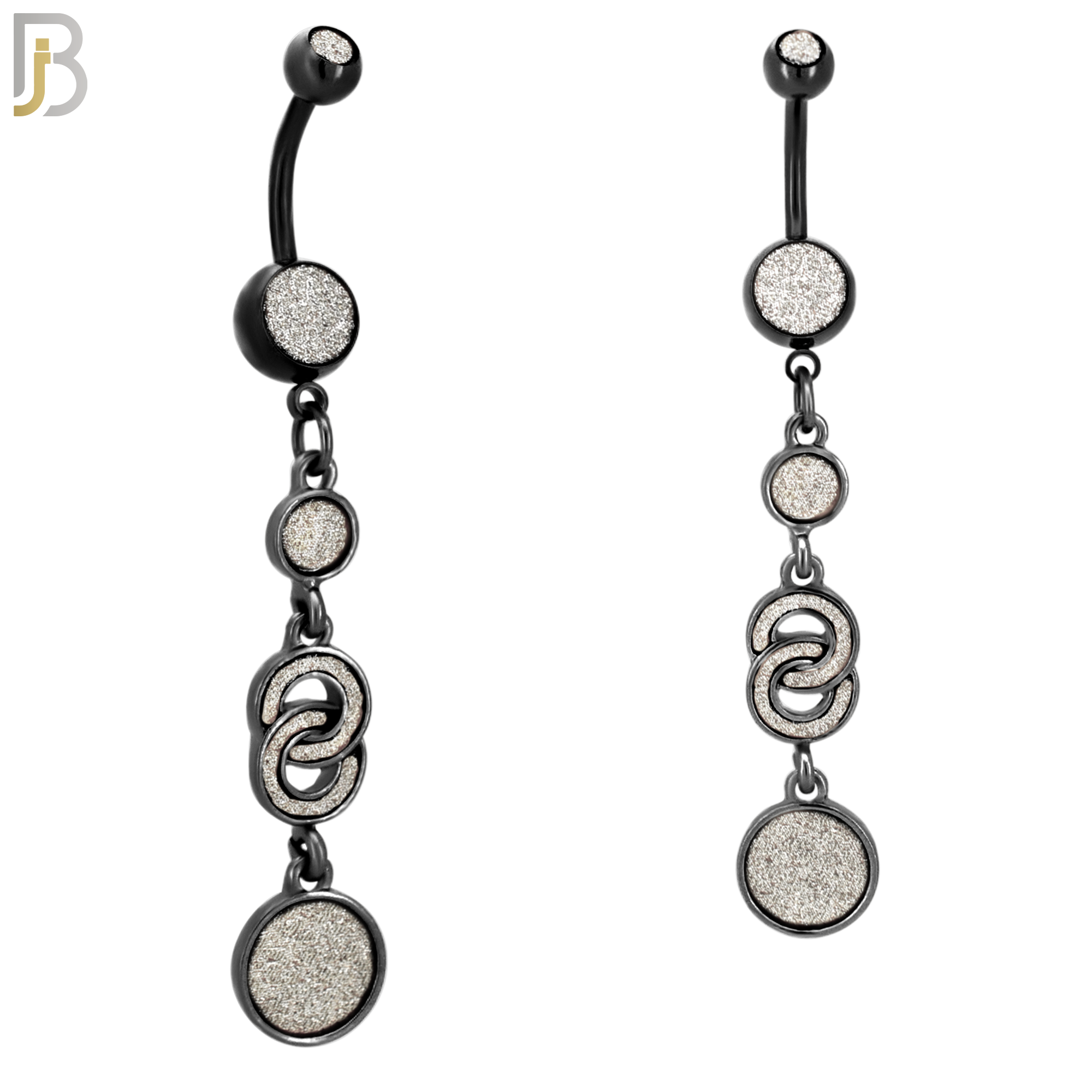 N003 - 316L Stainless Steel Dangling Infinity Round Sandpaper Design Belly Ring with 4mm Screw Ball image 2