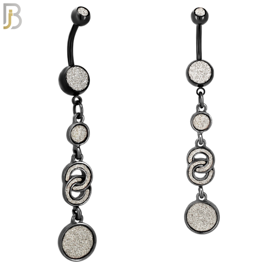 N003 - 316L Stainless Steel Dangling Infinity Round Sandpaper Design Belly Ring with 4mm Screw Ball image 2