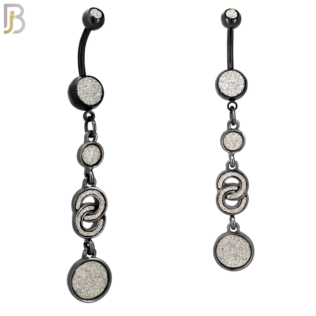 N003 - 316L Stainless Steel Dangling Infinity Round Sandpaper Design Belly Ring with 4mm Screw Ball image 2