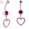N026  - 316L Stainless Steel Dangling Hollow Heart with Zircon Design Belly Ring with 4mm Screw Ball image 2