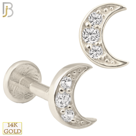 14-LB22 - 14k Yellow Gold Crescent Moon with Multi Zircon Labret image 1