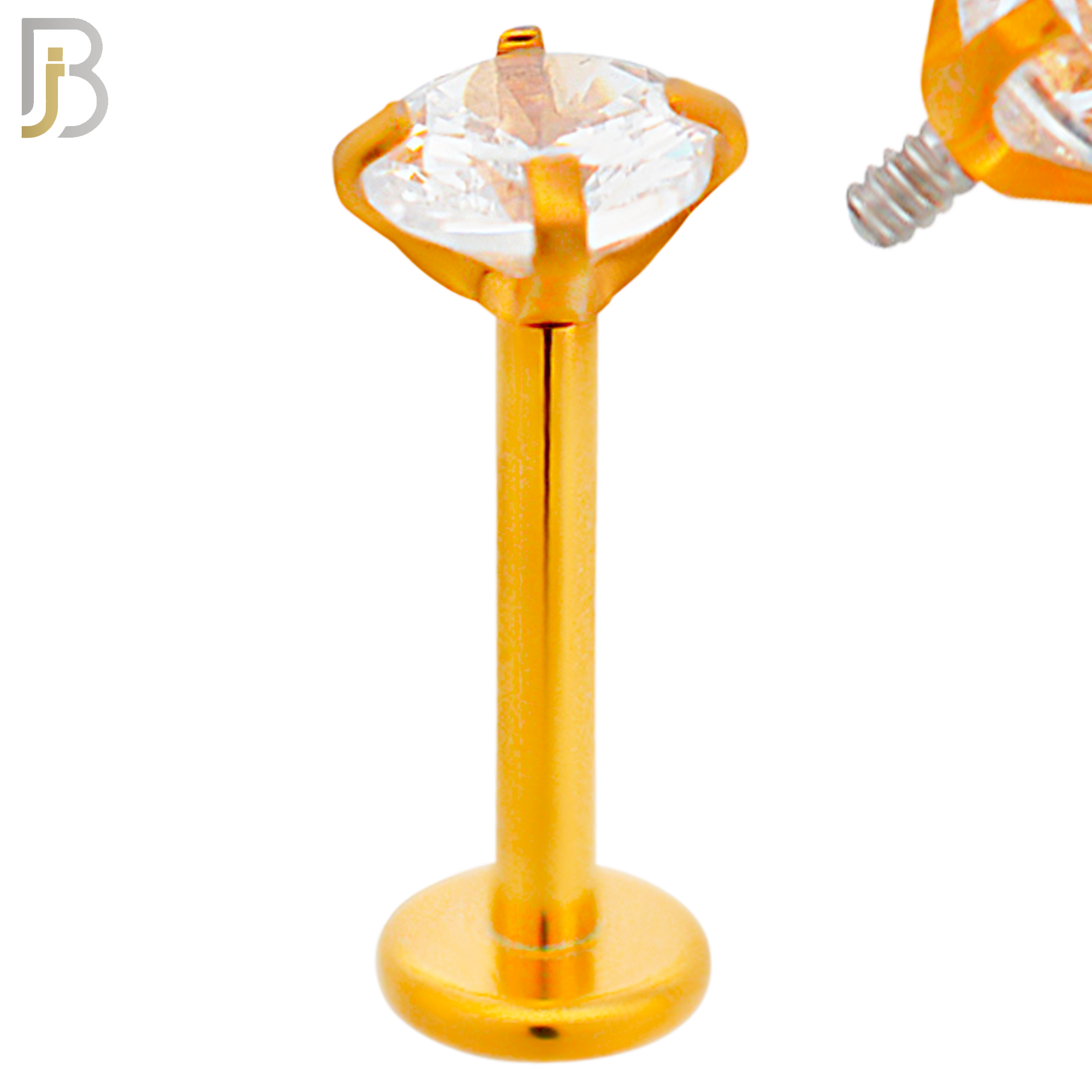 LB14RC16 - 16g 316L Surgical Steel Rose Gold Plated Bar Prong Setting  Zircon Internally Threaded Labret (PACK OF 6) image 5