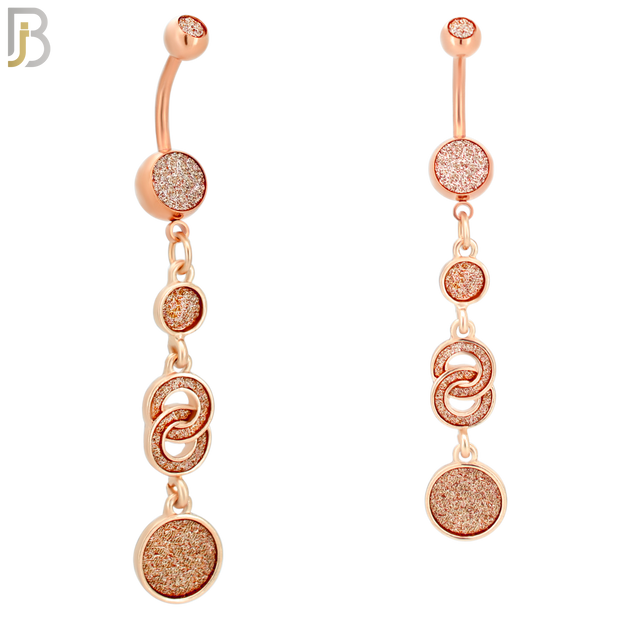 N003 - 316L Stainless Steel Dangling Infinity Round Sandpaper Design Belly Ring with 4mm Screw Ball image 4